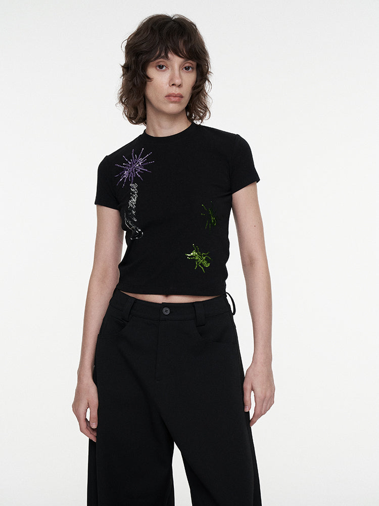 Fitted Round Neck Cropped Tee (NAL072CT)