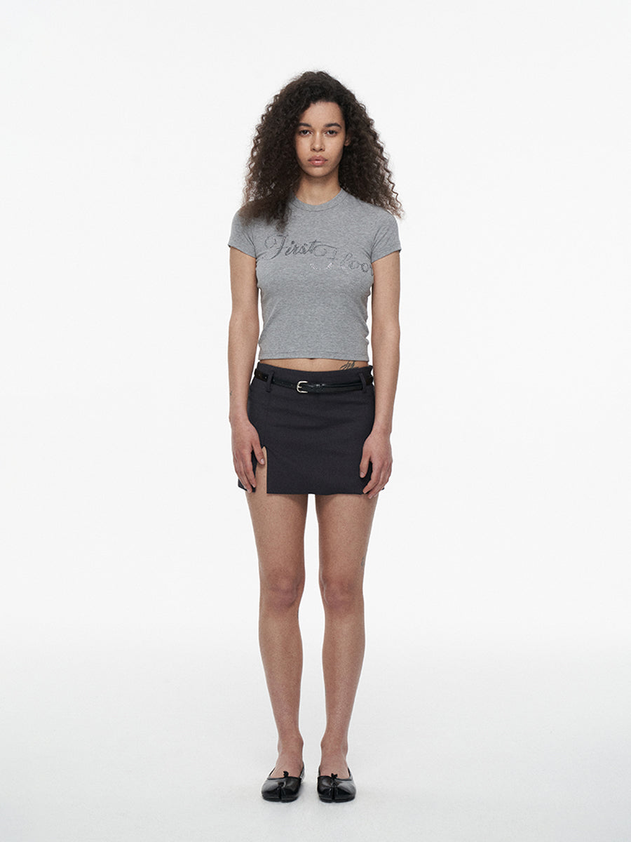 Fitted Rhinestone Cropped Tee (NAL073CT)