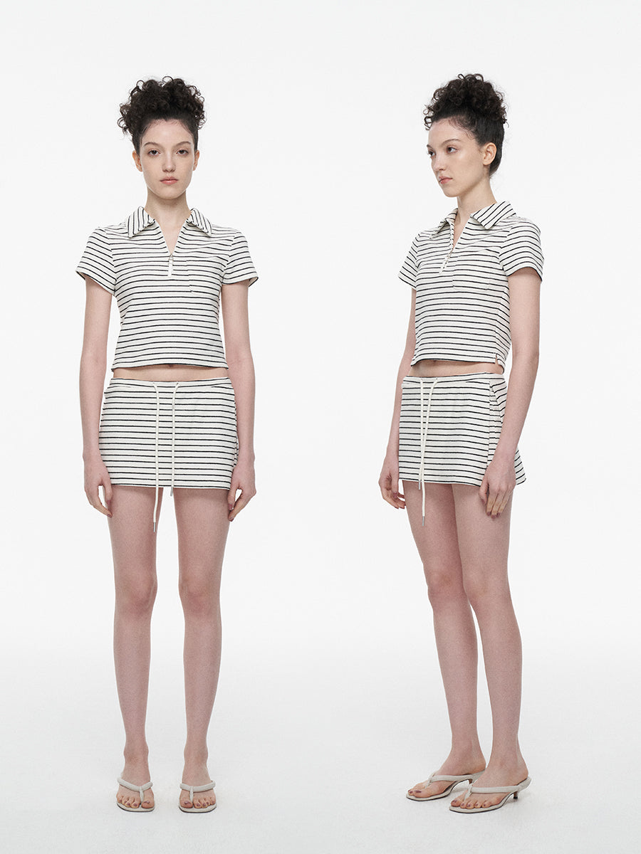 Zip-Up Cropped Polo Shirt (NAL045CT)